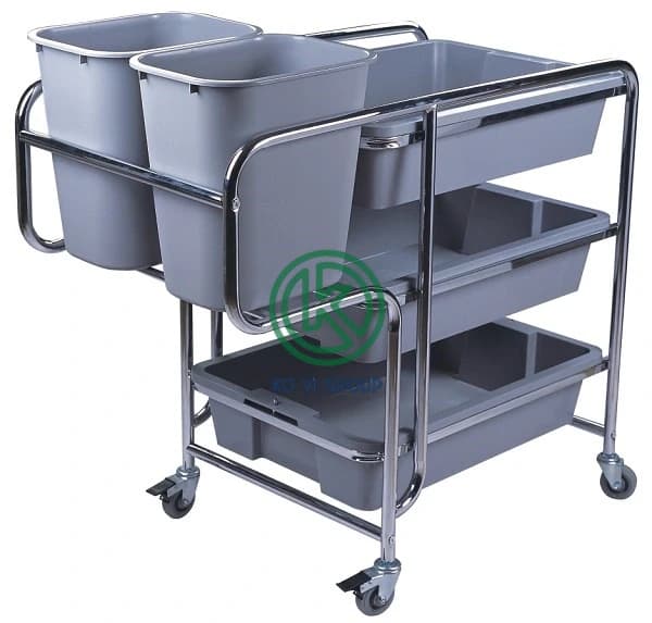 Xe đẩy thu dọn bàn ăn nhà hàng 3 tầng